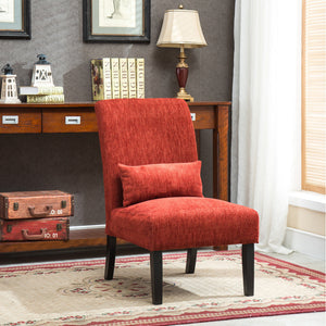 Pisano Contemporary Chenille Fabric Armless Accent Chair with Pillow, Teal Blue