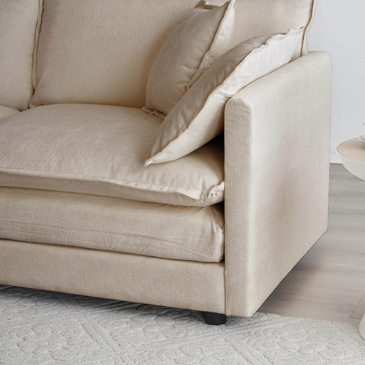 Modern Accent Chair with Ottoman Living Room Club Chair Chenille Upholstered Armchair Reading Chair for Bedroom