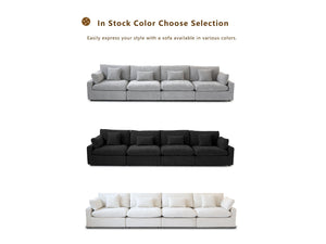 ATUNUS USA in Stock Drop Shipping Chenille Linen Mix Fabric Living Room Nordic Cloud White Modular Sectional Couch Sofa Set