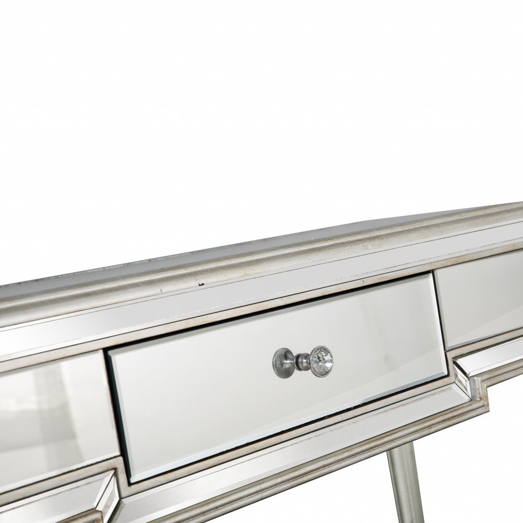 HMS Classic Silver Leaf Antiqued Console Table for Entry Living Room Hotel Bedroom Farmhouse Iron Wood Versatile Home Furniture