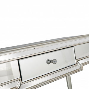 HMS Classic Silver Leaf Antiqued Console Table for Entry Living Room Hotel Bedroom Farmhouse Iron Wood Versatile Home Furniture