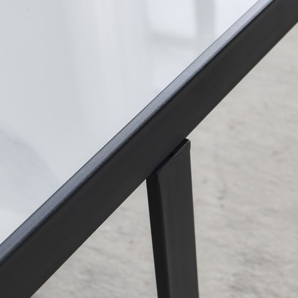 Minimalist Square Coffee Table with Black Metal Frame and Sintered Stone Top Unique Modern Design