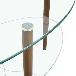 Transparent Oval Brown Tempered Glass Console Tables Three Layer Tea Table for Living Room Furniture