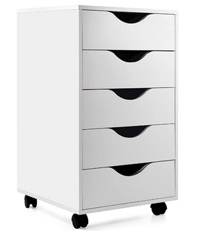Modern Wooden 5 Drawers Cabinet Nightstand , Mobile Drawer Chest Cabinets with Wheels