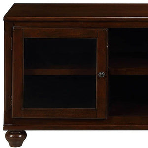 HMS 58\" Brown Wood and Glass TV Stand with Enclosed and Open Storage for Home Entertainment