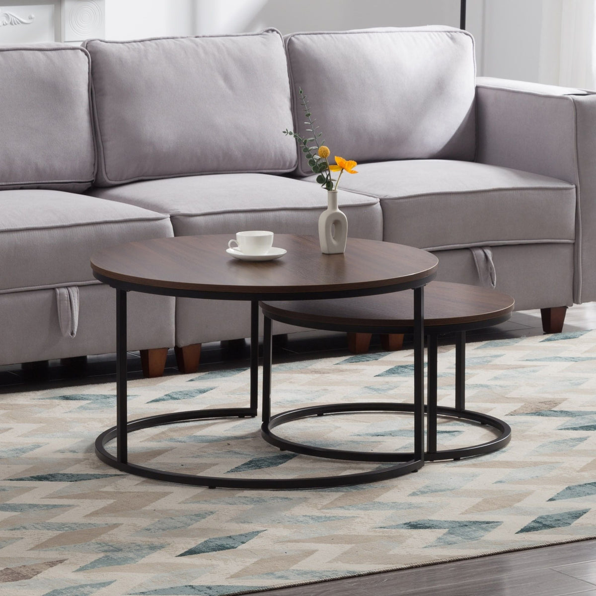 2-Piece Nesting Round Coffee Table Set