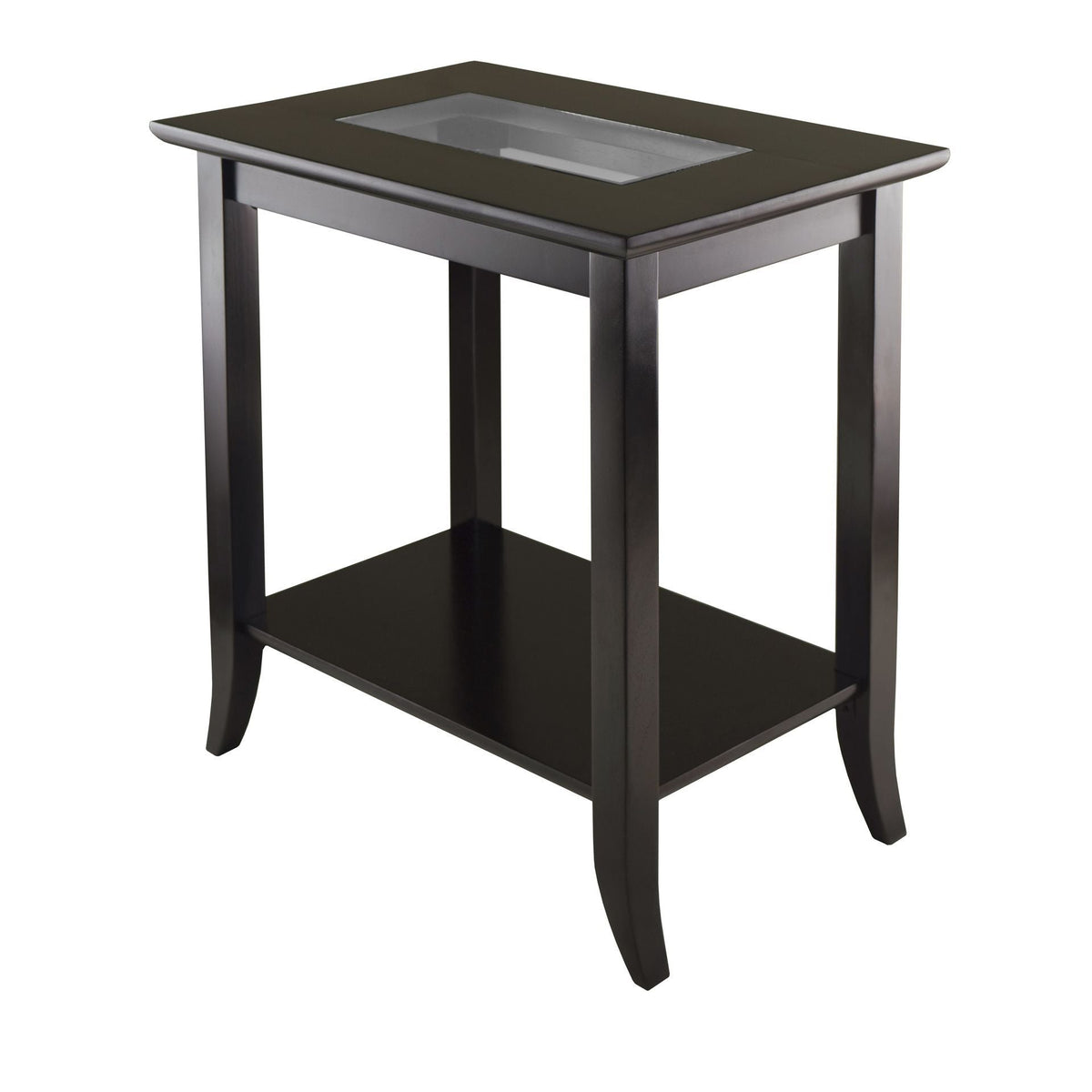Genoa Rectangular Console Table with Glass Top and Shelf Elegant End Table