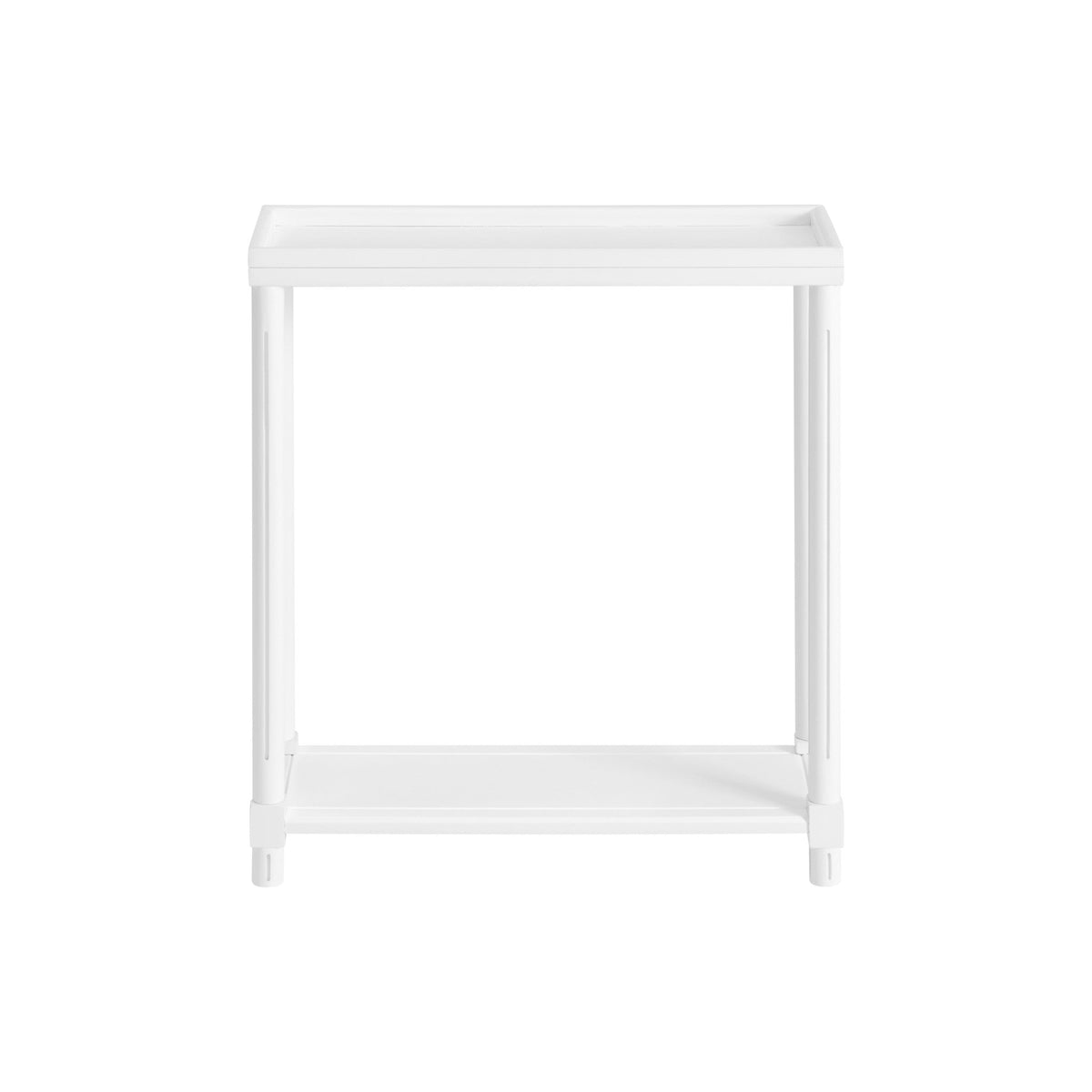 HMS Set of Two 24\" White Wood Rectangular Console Tables with Shelf Elegant End Tables for Home Decor