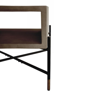 HMS 25\" Gray and Black Square Coffee Table with Shelf Made of Concrete and Metal
