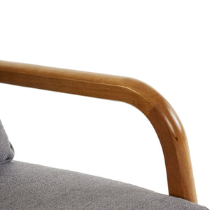 Dual-Use Indoor Rocking Chair/Armchair High Back Belt Waist Pillow Iron Frame Dark Gray Linen Log Color Solid Wood Living Room