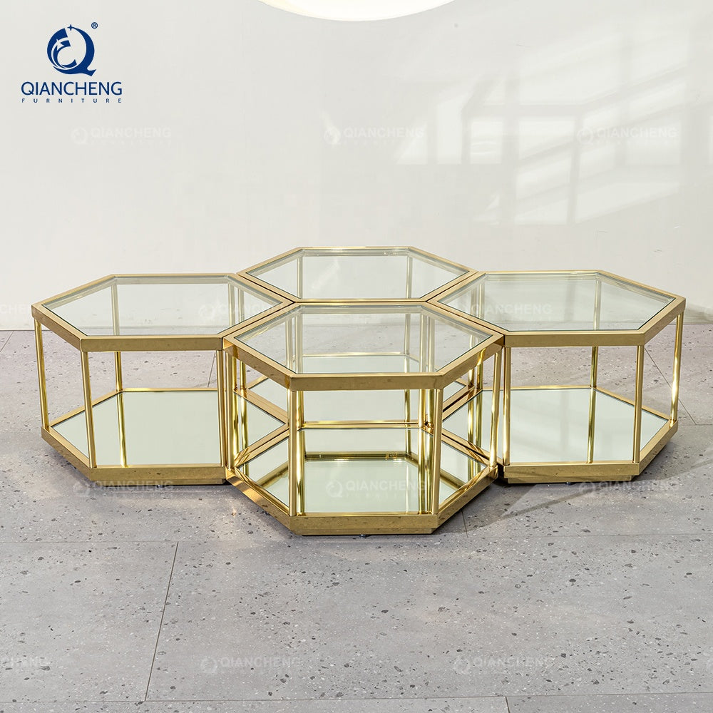 China Town Furniture Combination Honeycomb Ss Center Coffee Side Tea Table Manufacturer China Wholesale Side Table Set of 4