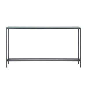 HMS 56 Silver Gunmetal Mirrored Glass Console Table Contemporary Home Furniture for Living Room Bedroom Hotel Entry Decoration