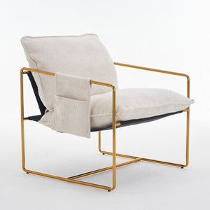 Modern Furniture Two-piece Living Room Chair, Cushioned Hanging Armchair, Metal Frame with Armrest Pocket