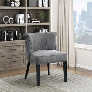 Foam Cushion Seat 1pc Accent Chair Curved Back Charcoal Fabric Upholstered Espresso Finish Legs