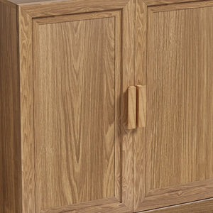 HMS 31 Traditional Antique Living Room Door Accent Cabinet Handmade MDF with Three Shelves Natural Textured Design
