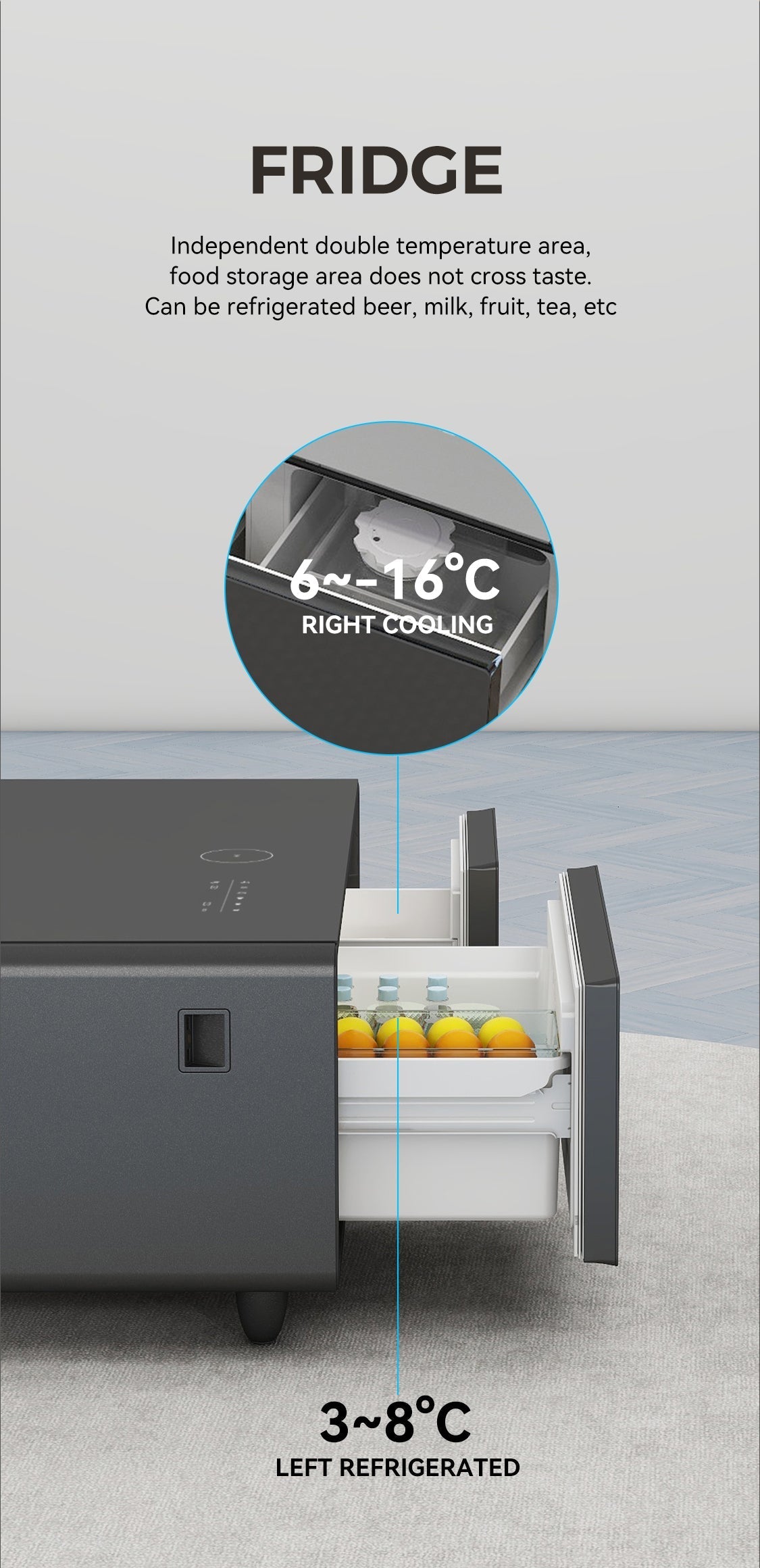 Multifunctional Home Smart Furniture Coffee Table Fridge Mini Refrigerator with Wireless Charging Smart Coffee Table