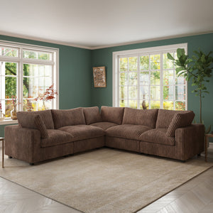 ATUNUS USA in Stock Drop Shipping Cloud Sofa Living Room Furniture Brown Corduroy Modular Sectional Couch Sofa Set