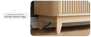 Modern Natural Oak Fluted 6-Drawer Dresser Power Outlet Curved Profile Design for Bedroom Clothing Storage TV Stand Closet