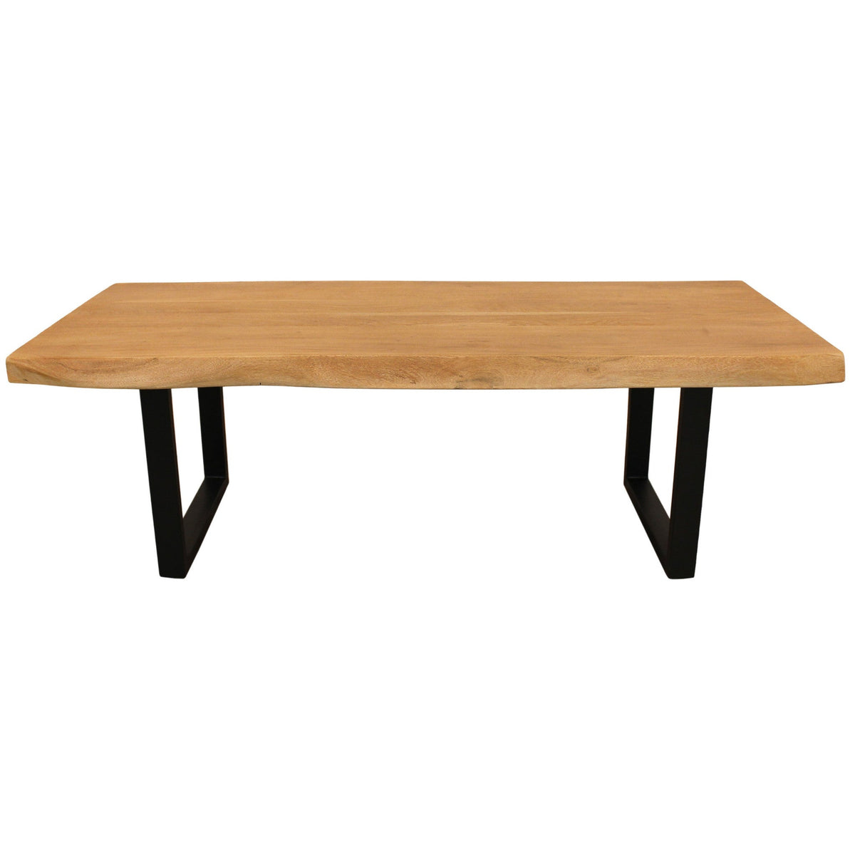 HMS 59 Live Edge Coffee Table with Natural Solid Wood and Black Iron Unique Natural Beauty and Durability