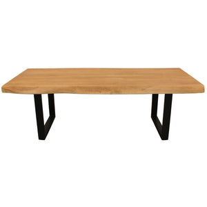 HMS 59 Live Edge Coffee Table with Natural Solid Wood and Black Iron Unique Natural Beauty and Durability