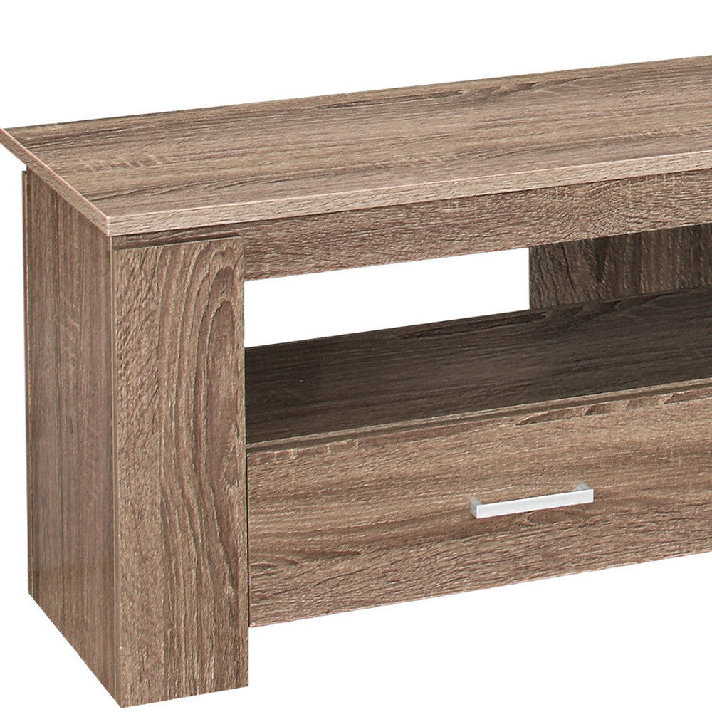 HMS 47\" Deep Taupe Oak TV Stand Traditional-Modern Open Shelving Console for Home Furniture Living Room Cabinet