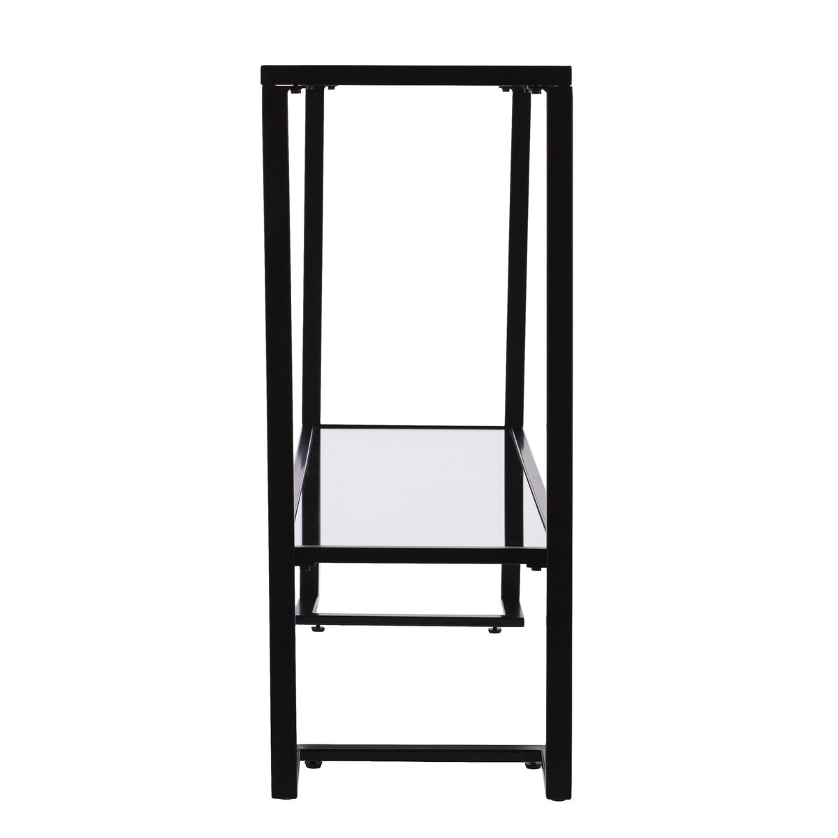 HMS 52\" Contemporary Luxury Sled Console Table Clear Black Glass Mirrored Shelves Made Marble Iron Living Room Hotel Bedroom