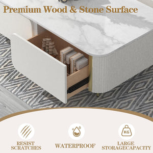Hot Sale Modern Style Living Room Sintered Stone Coffee Table TV Cabinet Combo Set High-grade Simple Wood Coffee Table