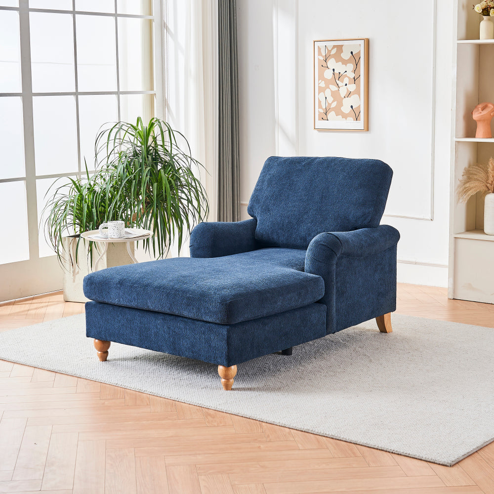 Modern Mid-Century Indoor Oversized Chaise Lounger Comfort Sleeper Sofa with Soild Wood Legs