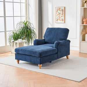 Modern Mid-Century Indoor Oversized Chaise Lounger Comfort Sleeper Sofa with Soild Wood Legs