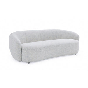 HMS 90 Contemporary Chesterfield Sofa Off-White Fabric with Black Legs for Living Rooms