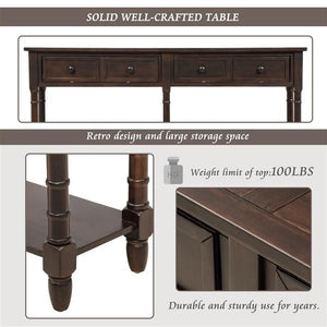 Espresso Console Table with Two Storage Drawers and Bottom Shelf for Living Room or Entryway Easy Assembly Console Sofa Table