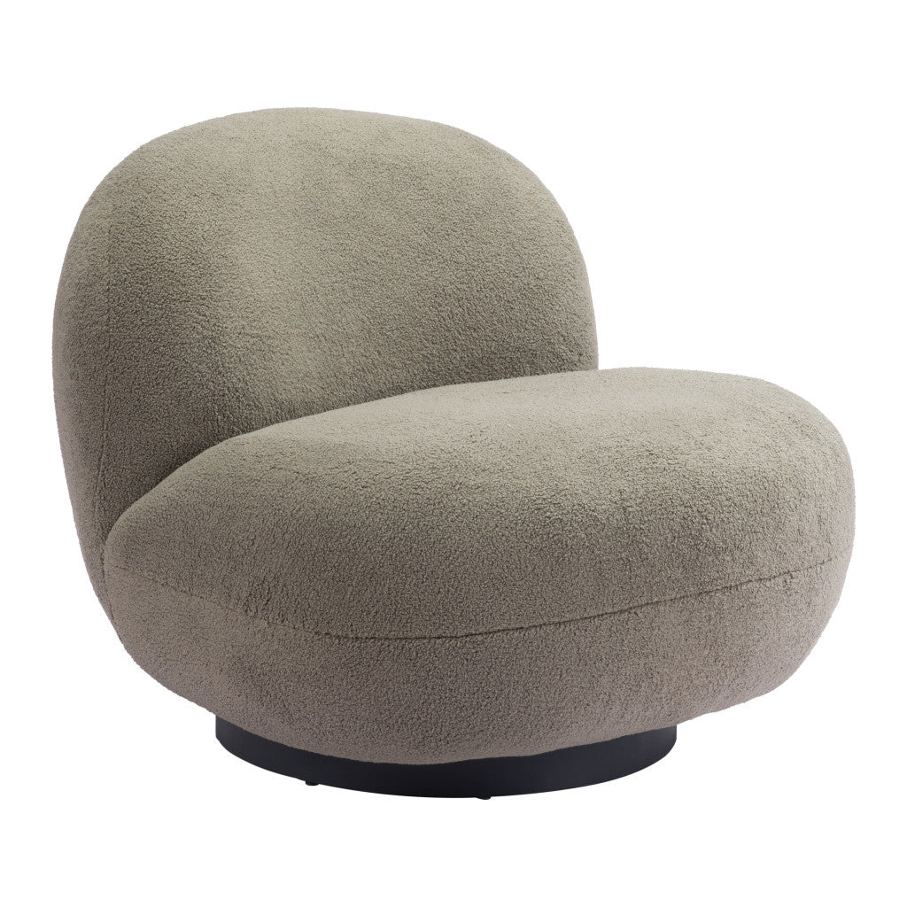 HMS 30\" Khaki and Black Faux Shearling Upholstered Slipper Chair Stylish Living Room Furniture