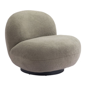 HMS 30\" Khaki and Black Faux Shearling Upholstered Slipper Chair Stylish Living Room Furniture