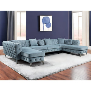 hms Deep Green Leather Match U Shaped Three Piece Seating Component And Toss Pillows