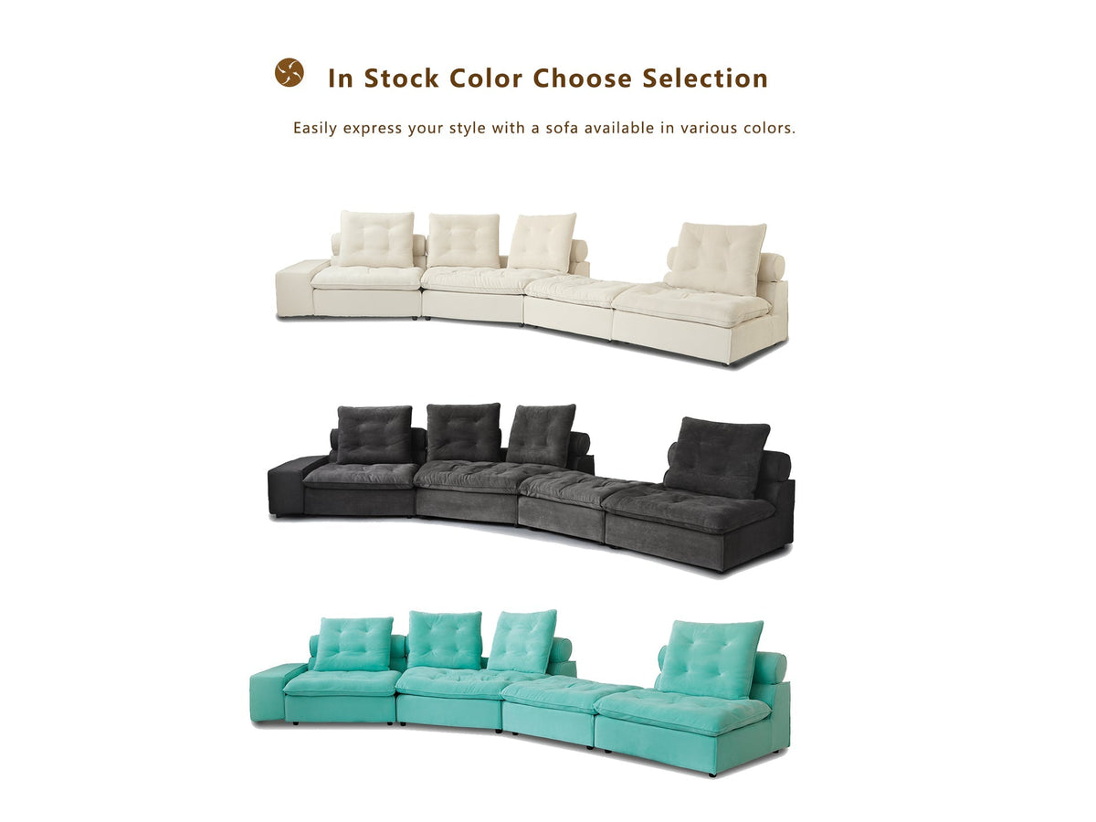 ATUNUS USA in Stock Drop Shipping Tiffany Blue Pet-Friendly Velvet Modular 7 Seater Sectional Sofa Set Scratch Proof Miami Couch