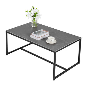 US Free Shipping Modern Living Room Center Furniture Coffee Table Marble Pattern Tea Table with Open Storage