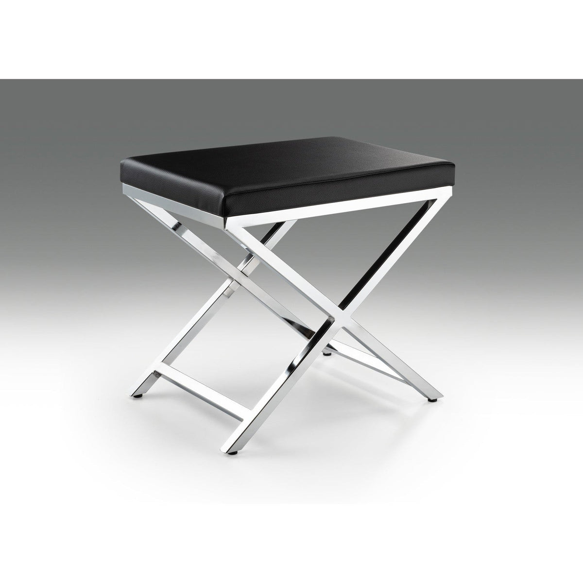 HMS 21\" Black and Silver Faux Leather Vanity Chair for Living Room