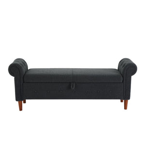 Grey Teddy Velvet Multifunctional Storage Rectangular Sofa Stool
