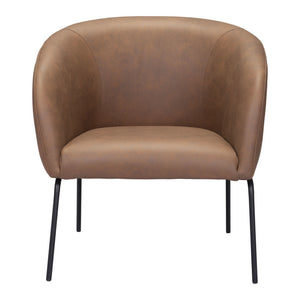HMS 28\" Brown & Black Faux Leather Club Chair with Upholstered Seat Elegant Living Room Chair