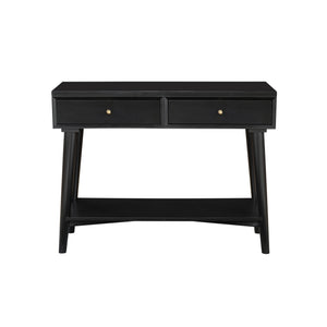 HMS 42\" Black Floor Console Table with Shelves Drawers Versatile Furniture for Entry Living Room Hotel Bedroom Farmhouse