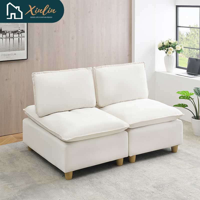 104\" Pumpkin Flannel 3-Seater Modular Sofa Fashion-Minimalist with Storage for Living Room or Outdoor Free Shipping US