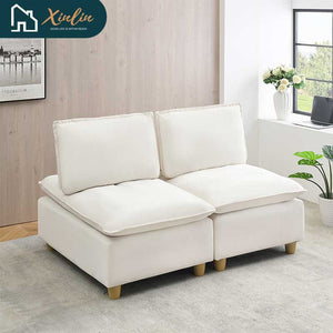 104\" Pumpkin Flannel 3-Seater Modular Sofa Fashion-Minimalist with Storage for Living Room or Outdoor Free Shipping US