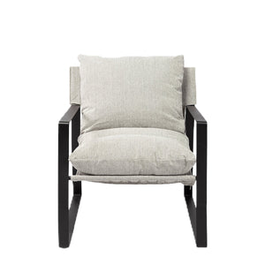 HMS 35 Wingback Chair in Gray and Black Fabric Elegant Living Room Furniture