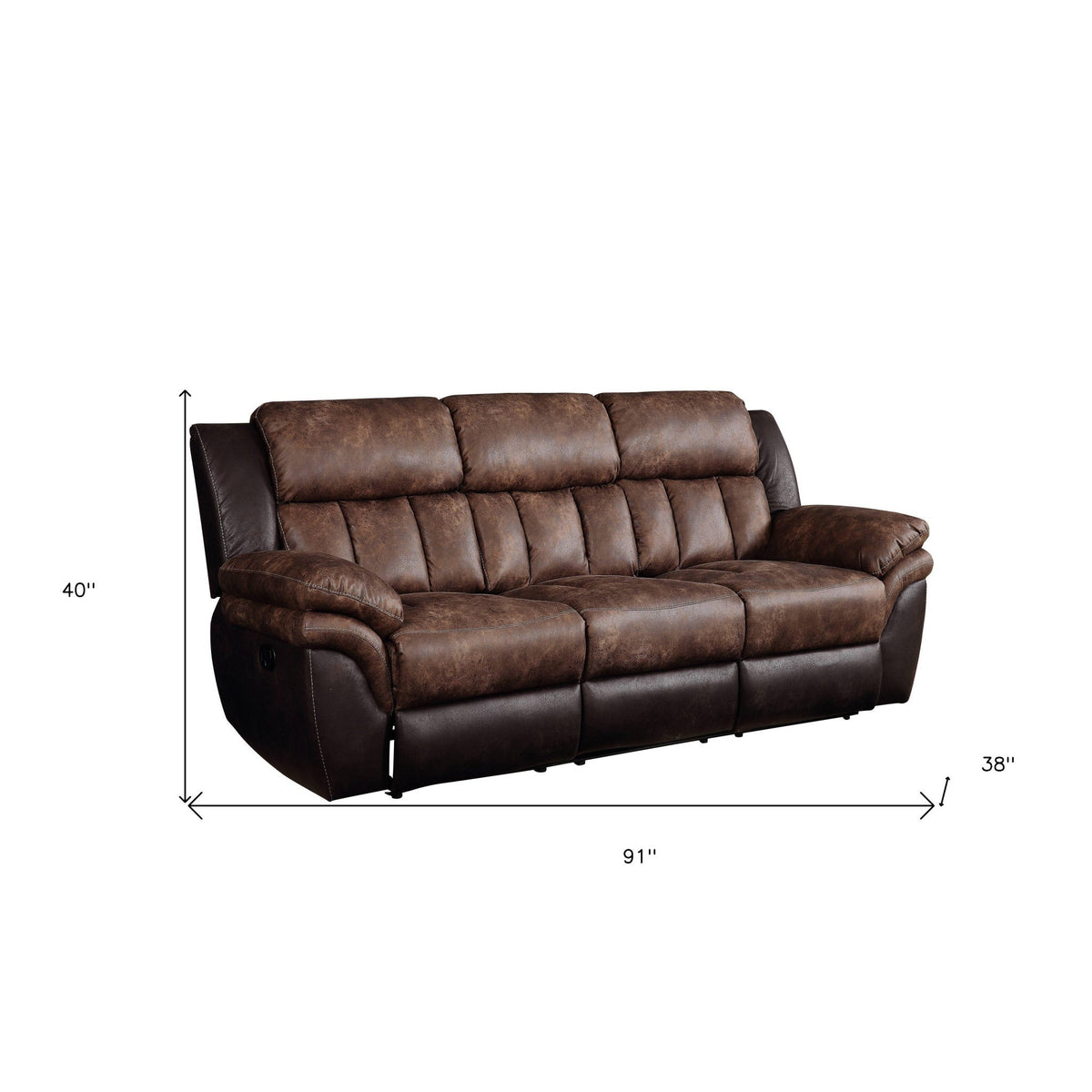 91" Espresso Microfiber Reclining Sofa Set Two-Seater with Extendable Feature Modern Design Home Furniture Black Wood Legs