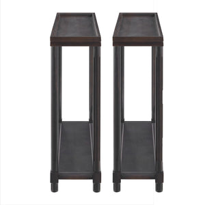 HMS 24\" Espresso Solid Wood End Tables with Shelf Set of Two Farmhouse Style Living Room and Entry Furniture