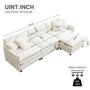 L-Shaped Sectional Sofa with Ottoman