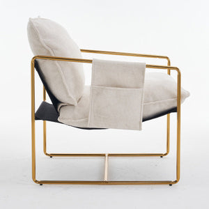 Modern Furniture Two-piece Living Room Chair, Cushioned Hanging Armchair, Metal Frame with Armrest Pocket
