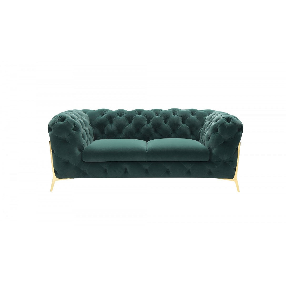 HMS 74 Two-Seater Chesterfield Loveseat Emerald Gold Velvet Sectional Sofa Sponge Filling for Home Furniture Apartment Made PU