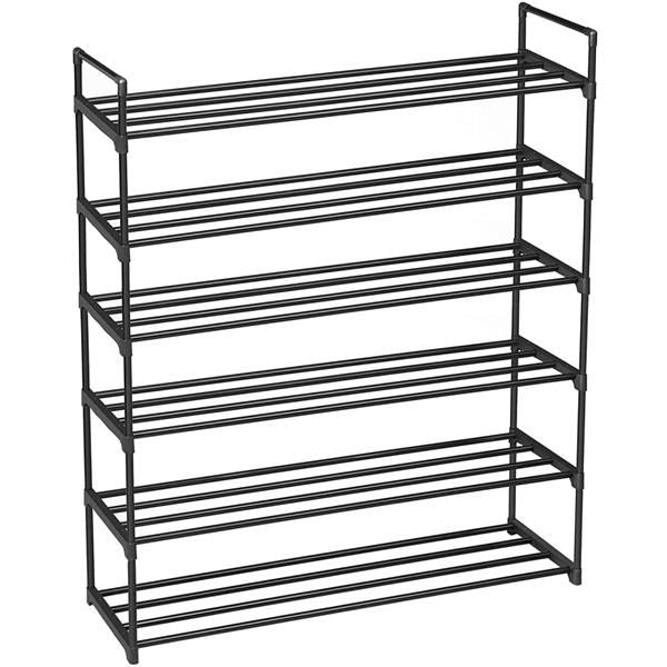 6-Tier Shoe Rack Tower Shelf Storage Organizer Black Color for Bedroom Entryway or Hallway Closet