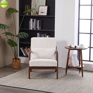 In Stock Modern Nordic Upholstered Accent Living Room Chair Solid Wood Lounge Chair For Coffee House Reading Room Armchair 5373